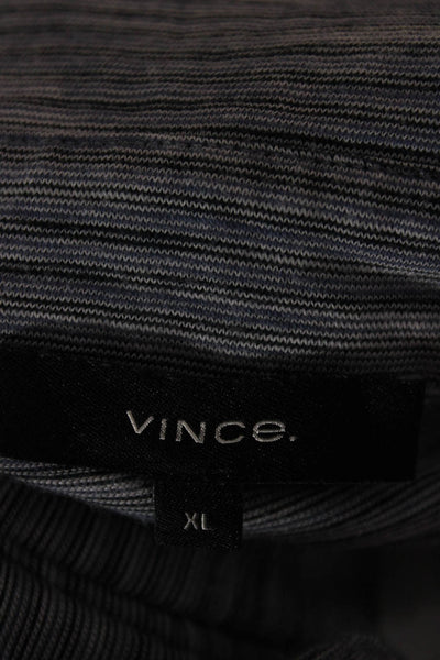 Vince Mens Long Sleeve Collared Striped Knit Polo Shirt Blue Size Extra Large