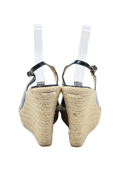 Jimmy Choo Womens Wedge Heel Platform Slingback Espadrilles Navy Size 40