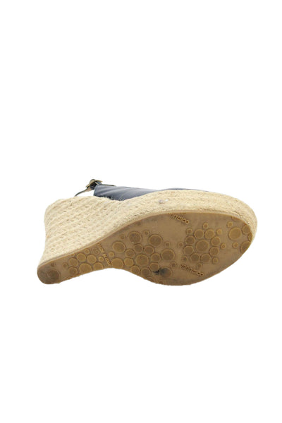 Jimmy Choo Womens Wedge Heel Platform Slingback Espadrilles Navy Size 40