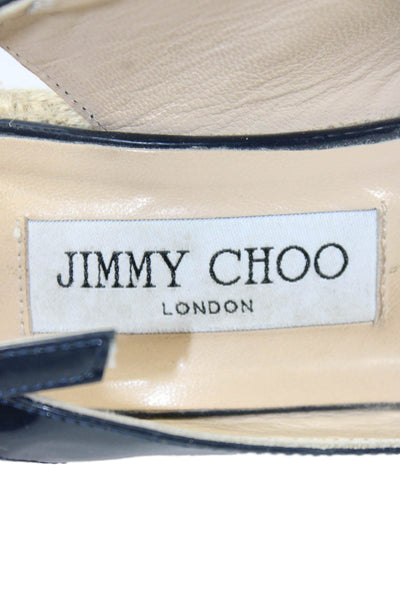 Jimmy Choo Womens Wedge Heel Platform Slingback Espadrilles Navy Size 40