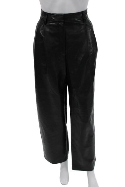 Babaton Womens Dress Pants Black Polyurethane Zip Size 4