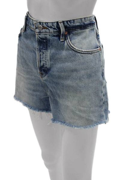 Grlfrnd Womens Cut-Off Shorts Blue 100% Cotton Button Size 26