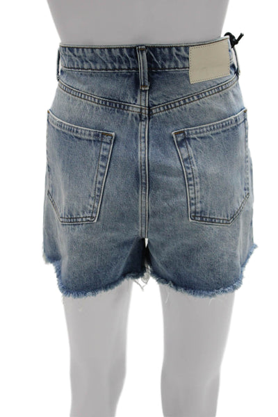 Grlfrnd Womens Cut-Off Shorts Blue 100% Cotton Button Size 26