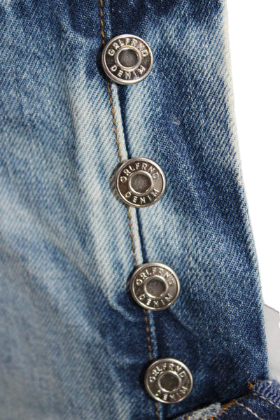 Grlfrnd Womens Cut-Off Shorts Blue 100% Cotton Button Size 26