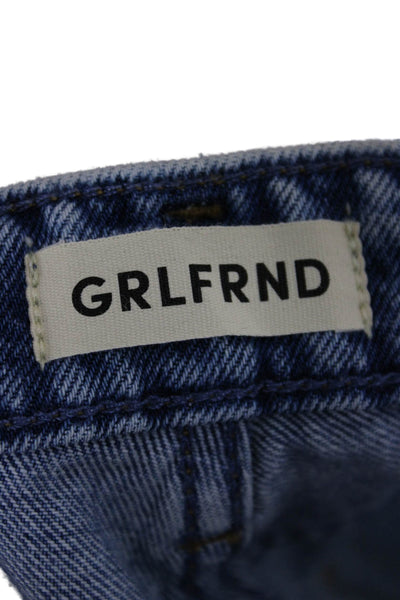 Grlfrnd Womens Cut-Off Shorts Blue 100% Cotton Button Size 26