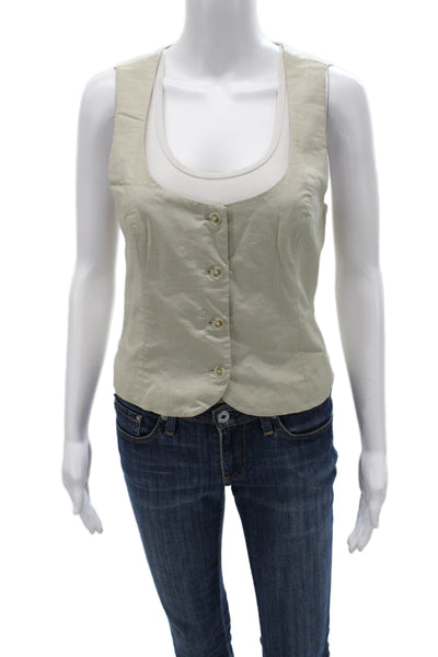 Lovers + Friends Women Beige Scoop Neck Tank Button Solid Size S