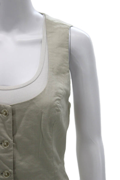 Lovers + Friends Women Beige Scoop Neck Tank Button Solid Size S