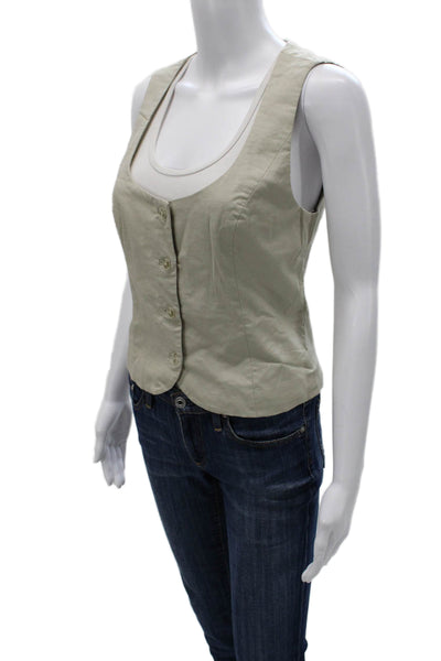 Lovers + Friends Women Beige Scoop Neck Tank Button Solid Size S
