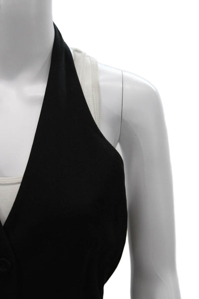 MNG Women Black Halter Viscose Blouse Vest Sleeveless Button Size S