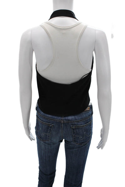 MNG Women Black Halter Viscose Blouse Vest Sleeveless Button Size S