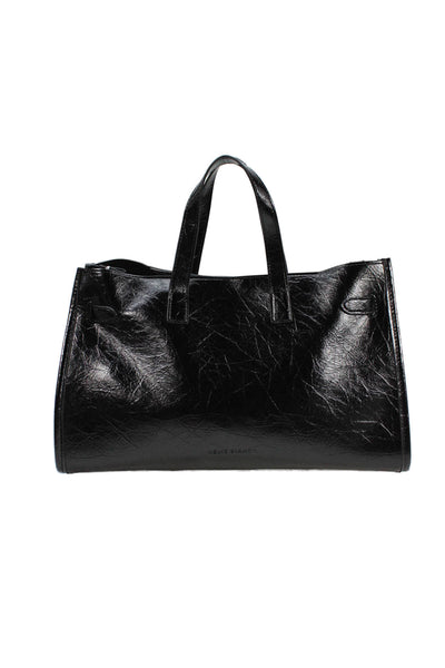 Melie Bianco Women's Snap Closure Top Handle Black Tote Handbag