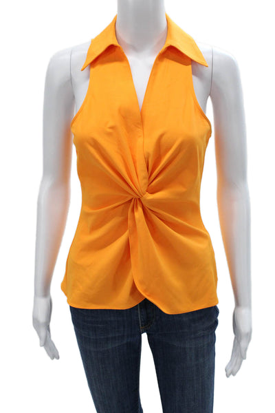 Cinq à Sept Women Halter Sleeveless Orange Polyester Basic Blouse Size XS