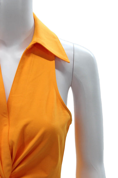 Cinq à Sept Women Halter Sleeveless Orange Polyester Basic Blouse Size XS