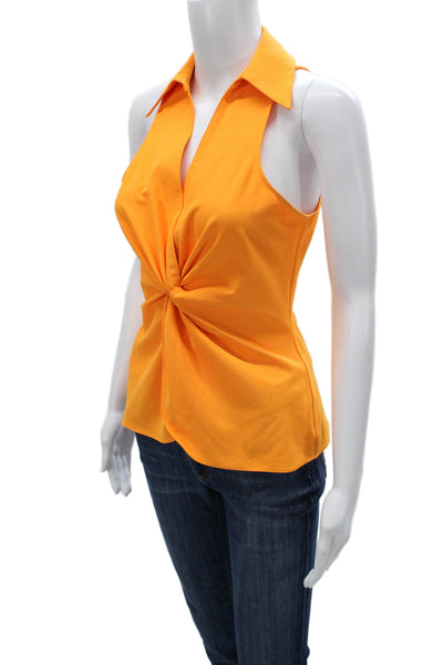 Cinq à Sept Women Halter Sleeveless Orange Polyester Basic Blouse Size XS