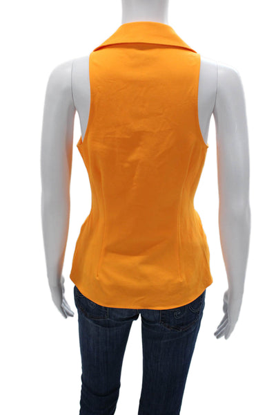 Cinq à Sept Women Halter Sleeveless Orange Polyester Basic Blouse Size XS
