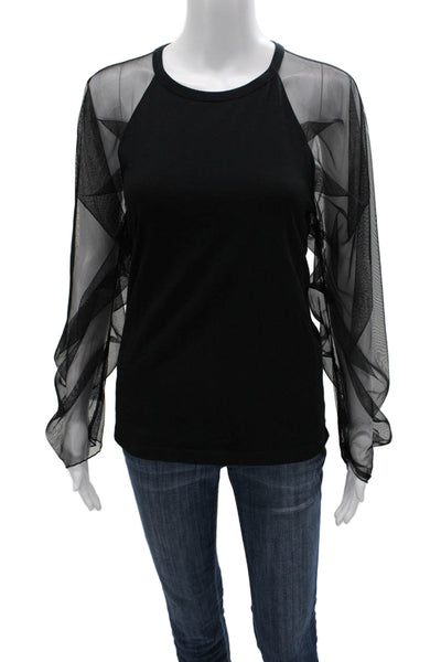 See by Chloe Women Basic Black Cotton Crew Neck Long Sleeve T-Shirt Size S