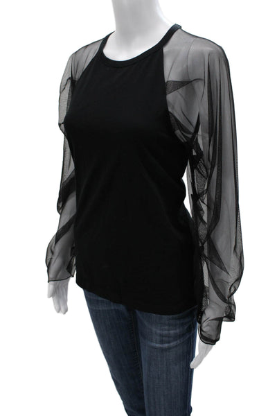 See by Chloe Women Basic Black Cotton Crew Neck Long Sleeve T-Shirt Size S