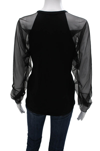 See by Chloe Women Basic Black Cotton Crew Neck Long Sleeve T-Shirt Size S