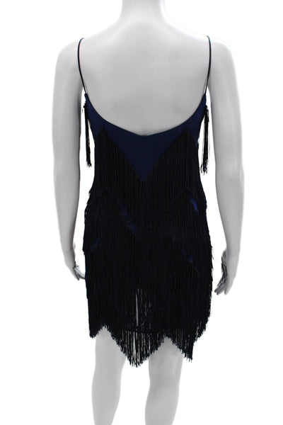 Galvan London Womens Blue Silk Shift Dress V Neck Sleeveless Zip Size 4