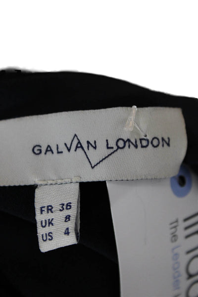Galvan London Womens Blue Silk Shift Dress V Neck Sleeveless Zip Size 4