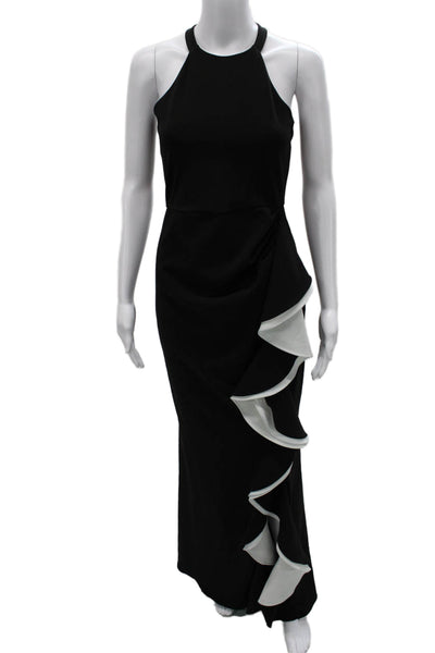 Parker Womens Maxi Halter Dress Black Polyester Sleeveless Zip Long Size 2