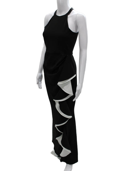 Parker Womens Maxi Halter Dress Black Polyester Sleeveless Zip Long Size 2