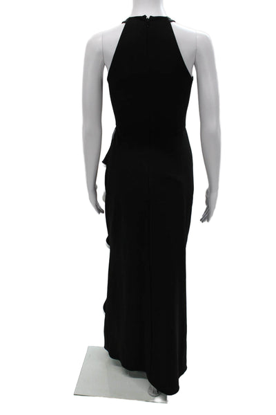 Parker Womens Maxi Halter Dress Black Polyester Sleeveless Zip Long Size 2
