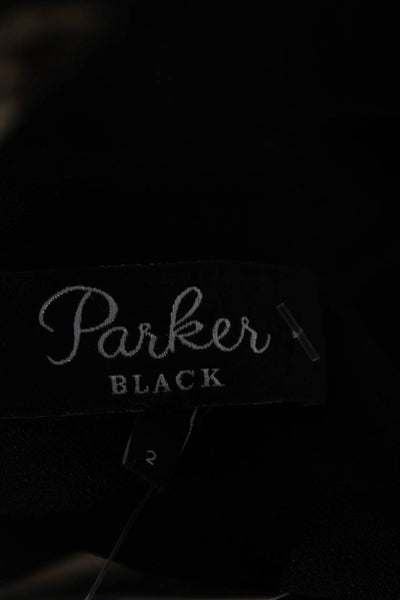 Parker Womens Maxi Halter Dress Black Polyester Sleeveless Zip Long Size 2