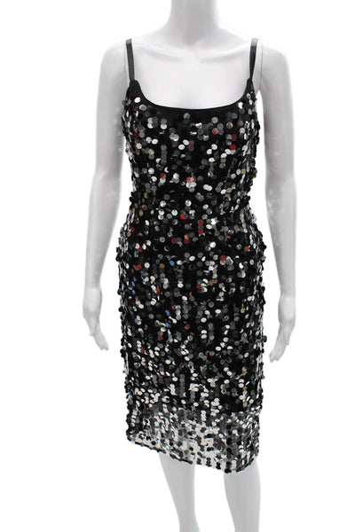 Milly Women Sheath Black Square Neck Sleeveless Short Zip Dress Size 0