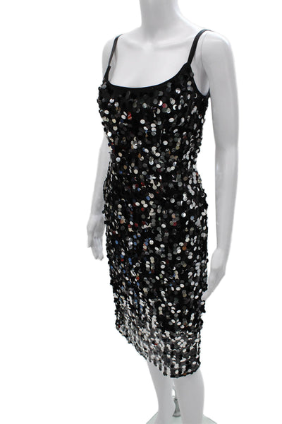 Milly Women Sheath Black Square Neck Sleeveless Short Zip Dress Size 0