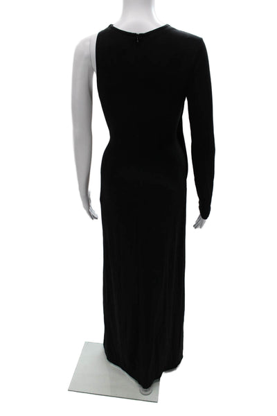 Cut 25 Womens Maxi Dress Black One Shoulder Long Sleeve Zip Polyester Size 4