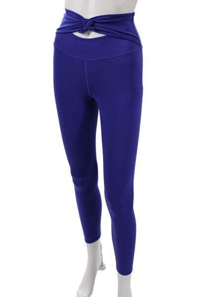 PatBO Women Ankle Leggings Blue Polyester Solid Pull On Size XS