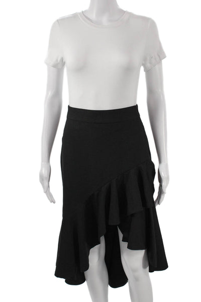 PatBO Womens Black Flare Skirt Knee Length Polyester Zip Size 2