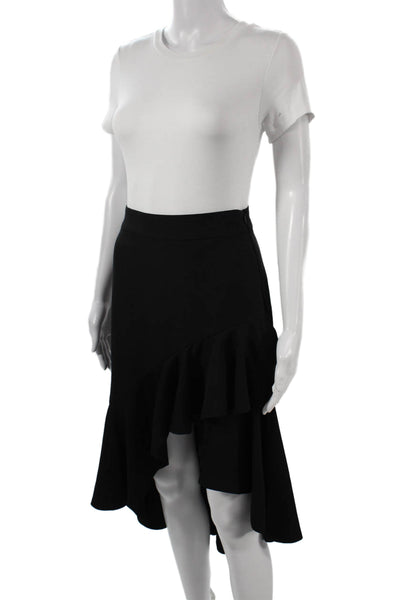 PatBO Womens Black Flare Skirt Knee Length Polyester Zip Size 2