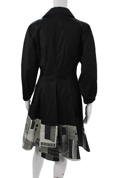Andrew Gn Women Black Shirt Dress Cotton Geometric Size 36