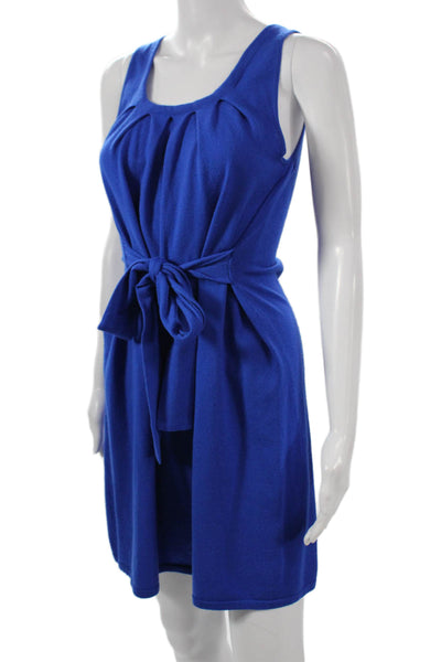 Theory Women Sweater Dress Blue Merino Wool Sleeveless Scoop Neck Short Size S