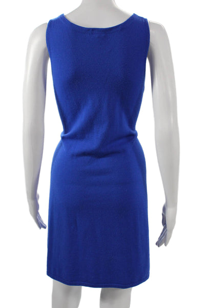 Theory Women Sweater Dress Blue Merino Wool Sleeveless Scoop Neck Short Size S