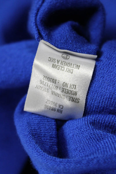 Theory Women Sweater Dress Blue Merino Wool Sleeveless Scoop Neck Short Size S