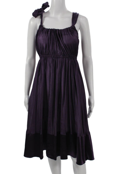 DKNY Womens Purple Silk Sundress Scoop Neck Sleeveless Long Size PP