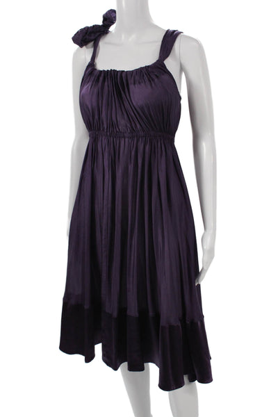 DKNY Womens Purple Silk Sundress Scoop Neck Sleeveless Long Size PP