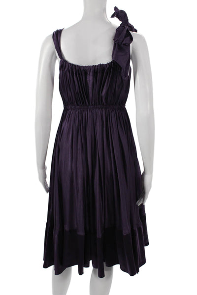 DKNY Womens Purple Silk Sundress Scoop Neck Sleeveless Long Size PP