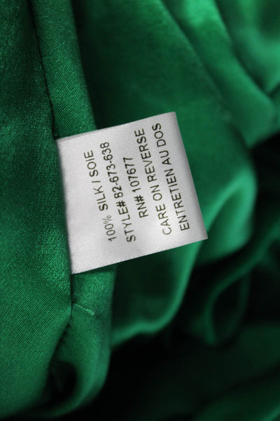 Alice + Olivia Women Green Silk One Shoulder Mini Dress Zip Sleeveless Size XS