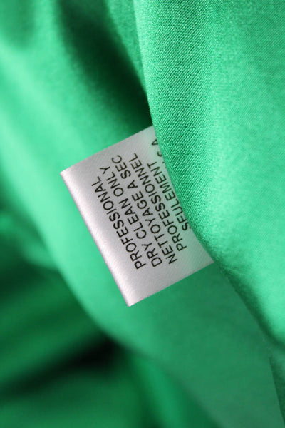 Alice + Olivia Women Green Silk One Shoulder Mini Dress Zip Sleeveless Size XS