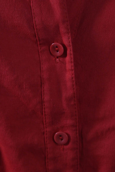 Theory Women Red Linen Shirt Dress Sleeveless Collared Button Short Size 4
