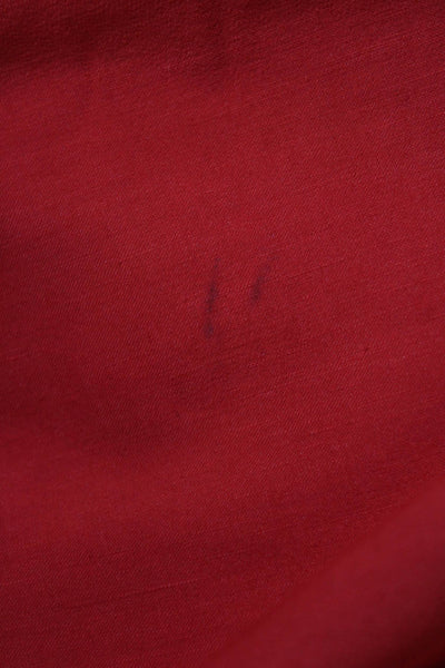 Theory Women Red Linen Shirt Dress Sleeveless Collared Button Short Size 4