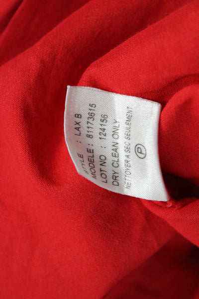 Theory Women Red Linen Shirt Dress Sleeveless Collared Button Short Size 4