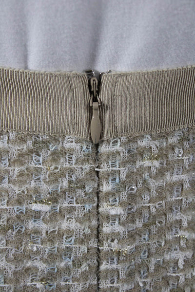 Les Copains Women Straight Pencil Skirt Beige Cotton Geometric Zip Size S