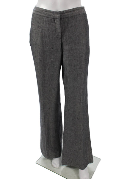 Theory Womens Dress Pants Gray Linen Geometric Zip Spring Size 4