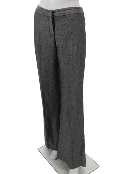 Theory Womens Dress Pants Gray Linen Geometric Zip Spring Size 4