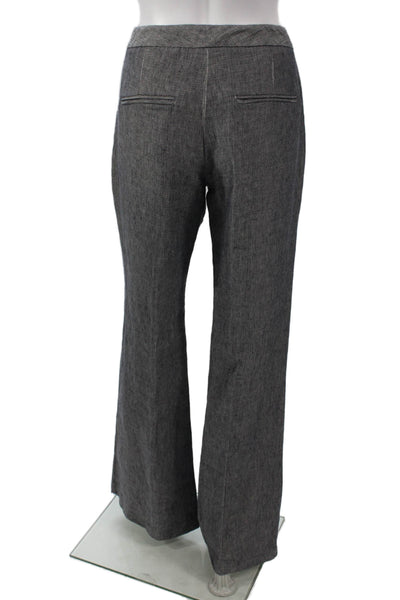 Theory Womens Dress Pants Gray Linen Geometric Zip Spring Size 4